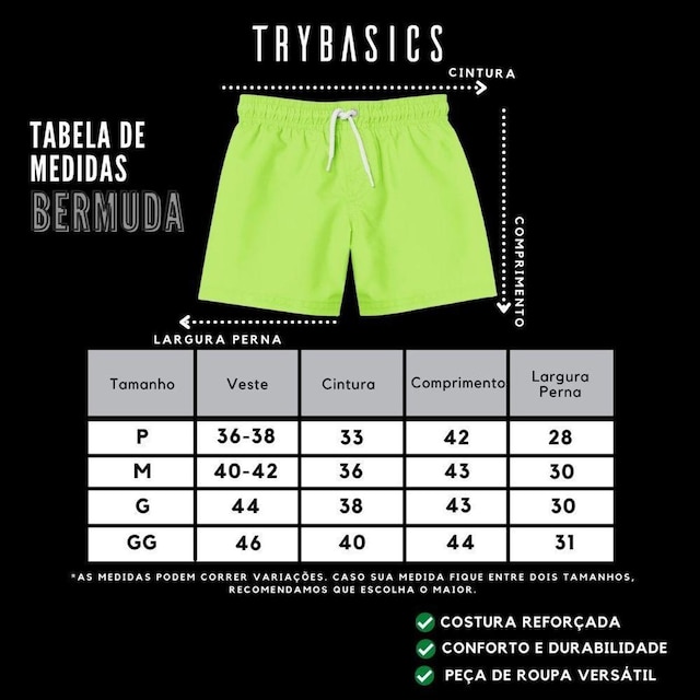 Short Masculino Bermuda Mauricinho Liso Básico Tactel
