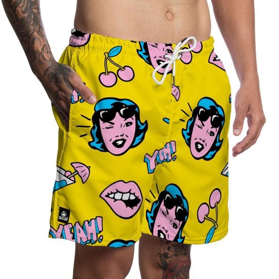 Short Masculino Moda Praia Tá De Caô - Colorido