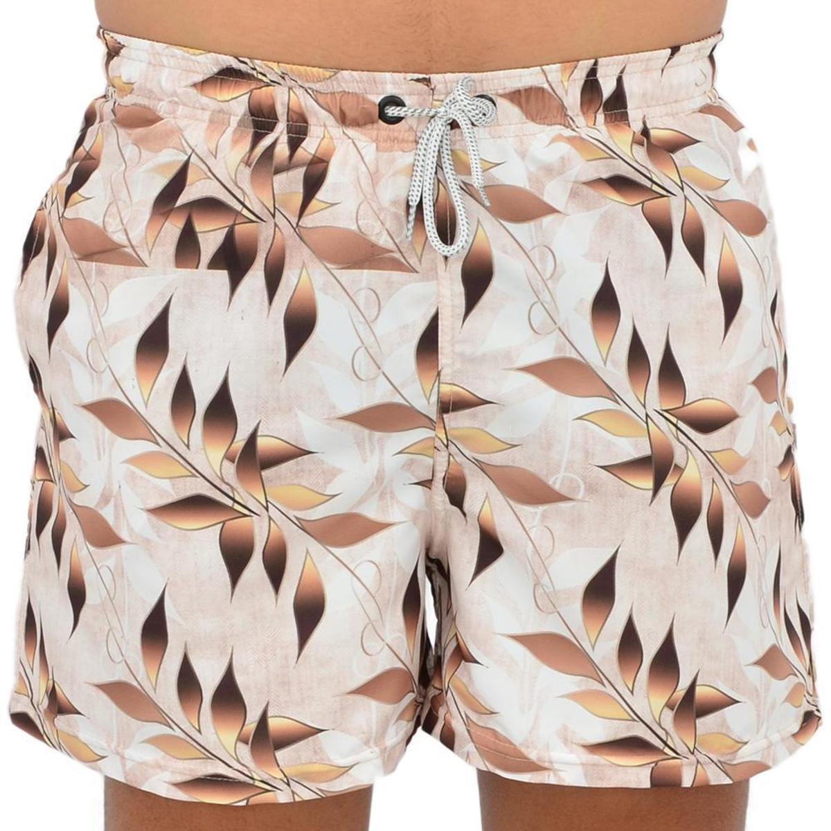 Short Masculino Tactel Estampada Conforto Casual - Dourado Menor preço em Short Masculino Tactel Estampada Conforto Casual - Dourado