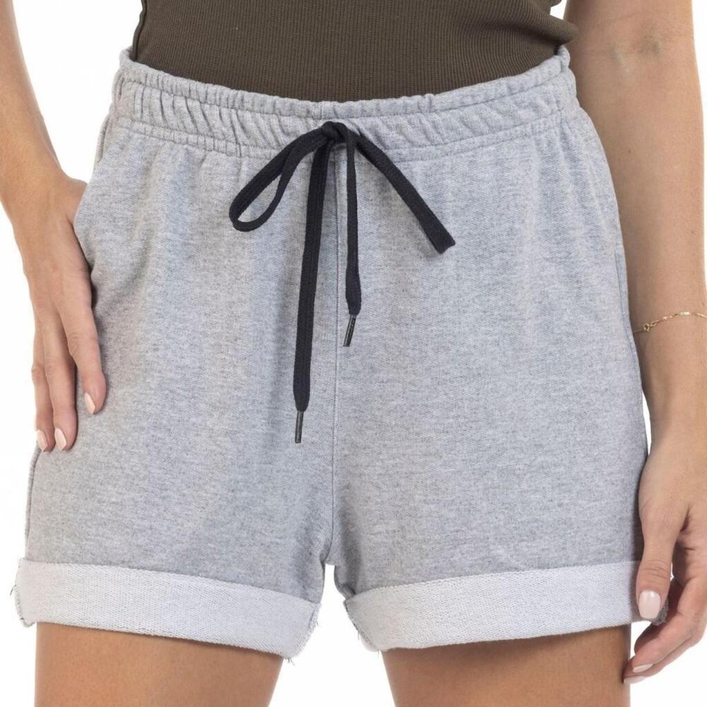 Short Moletom Feminino Casual Confortável Com Bolso