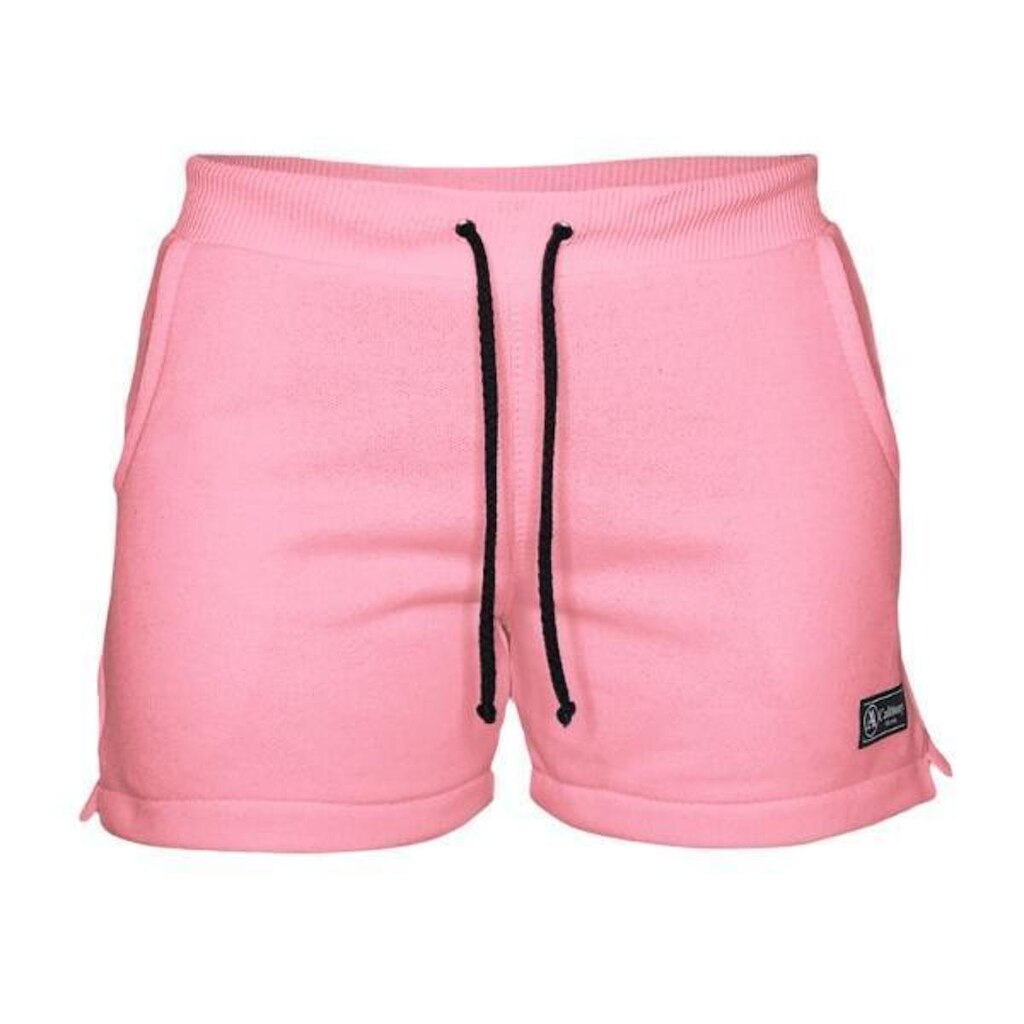Short Moletom Feminino Com 2 Bolsos Fenda Lateral Básico Casual Treino