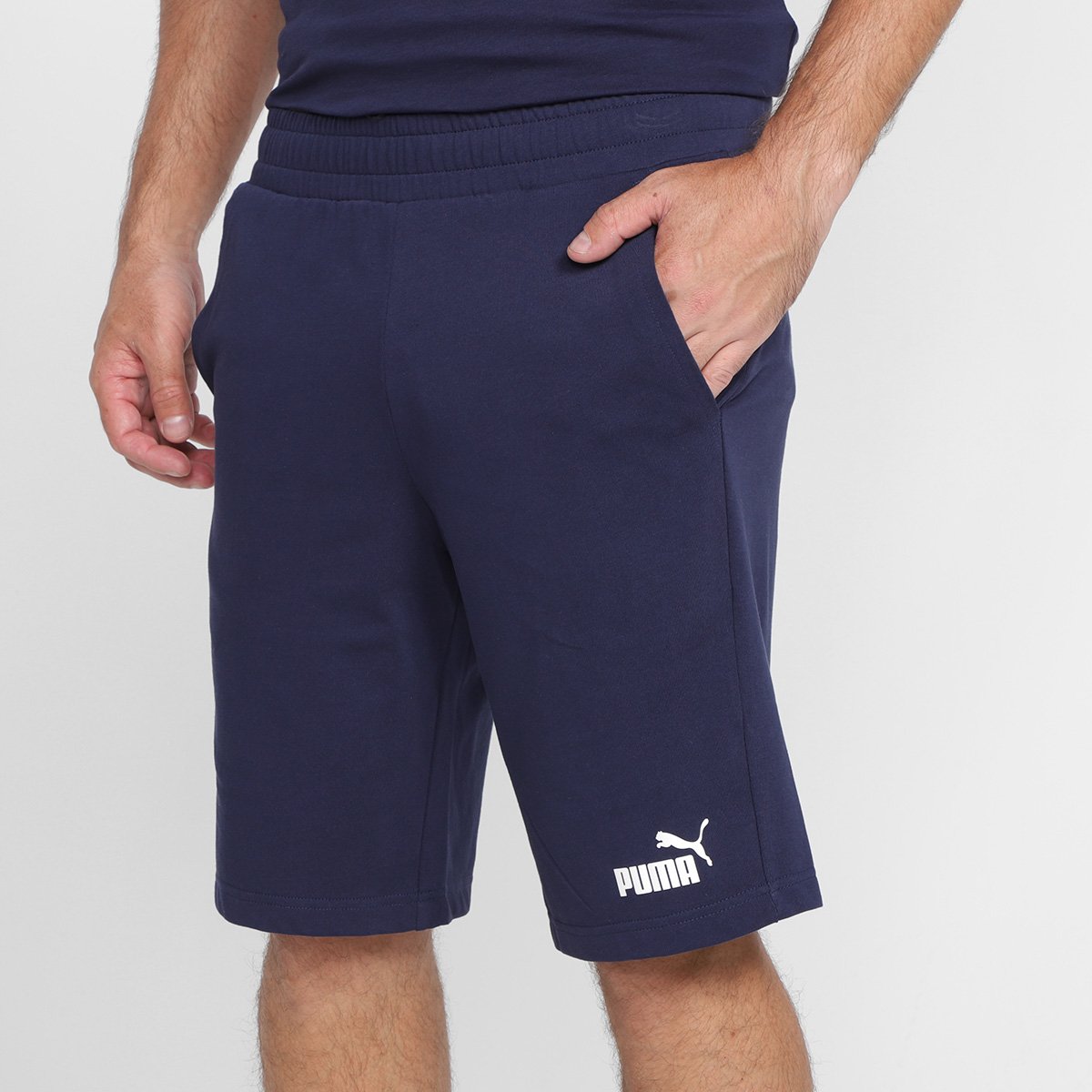 Short Moletom Puma Jersey Ess Masculino - Azul Menor preço em Short Moletom Puma Jersey Ess Masculino - Azul