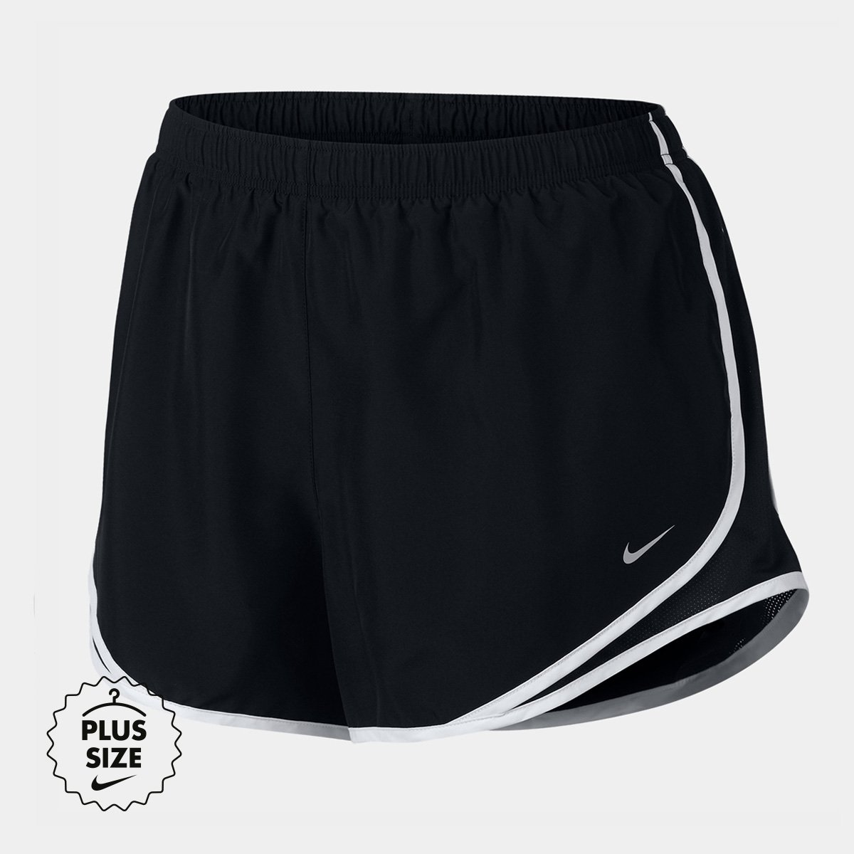 Short Nike Tempo Plus Size Feminino - Branco+Preto Menor preço em Short Nike Tempo Plus Size Feminino - Branco+Preto