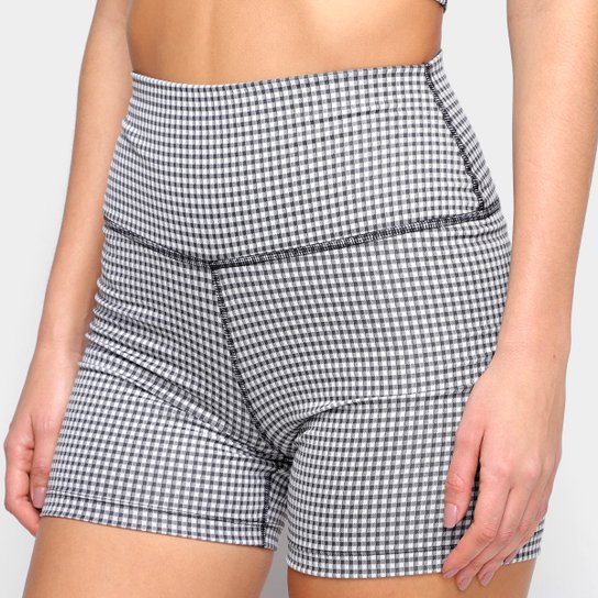 Short Nike Yoga Gingham 5 Feminino - Off White+Preto