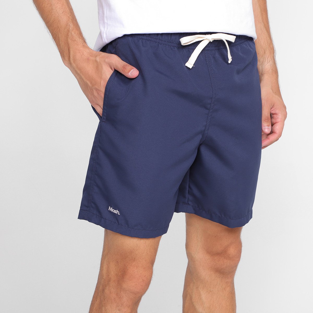 Short Praia Curto Mash Liso Masculino - Marinho Menor preço em Short Praia Curto Mash Liso Masculino - Marinho