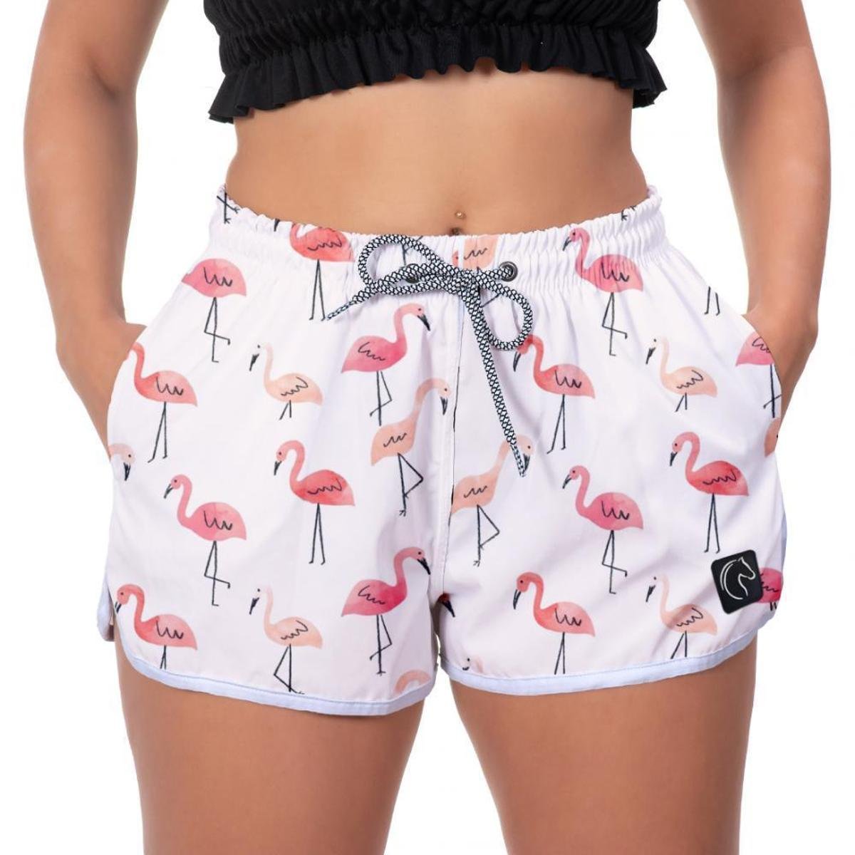 Short Praia Flamingos Feminino Estilo Conforto Lançamento Menor preço em Short Praia Flamingos Feminino Estilo Conforto Lançamento