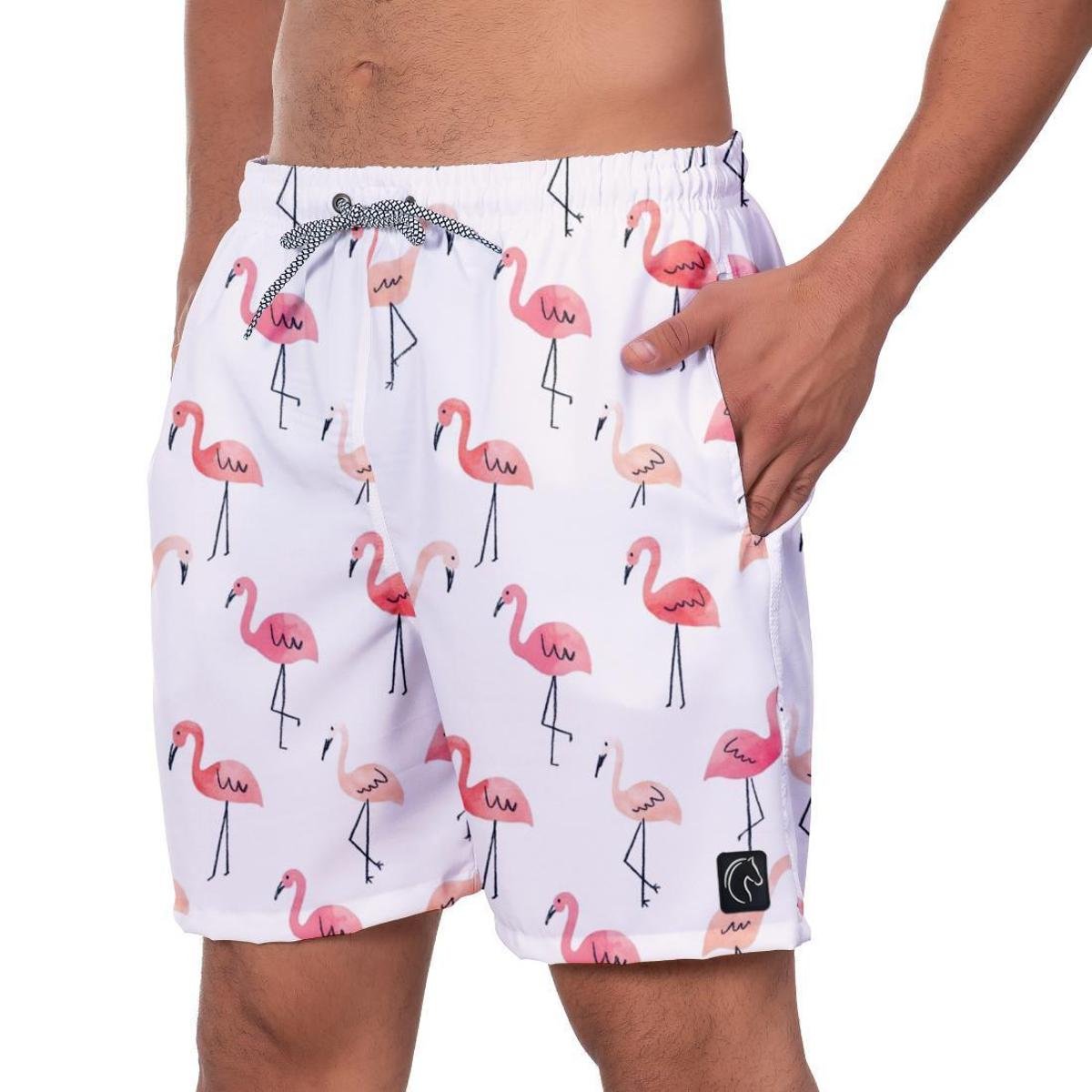 shorts praia masculino flamingo