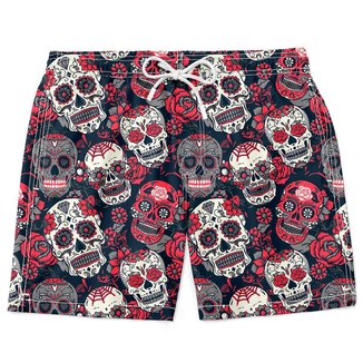 Short Praia Masculino Mauricinho estampado caveira