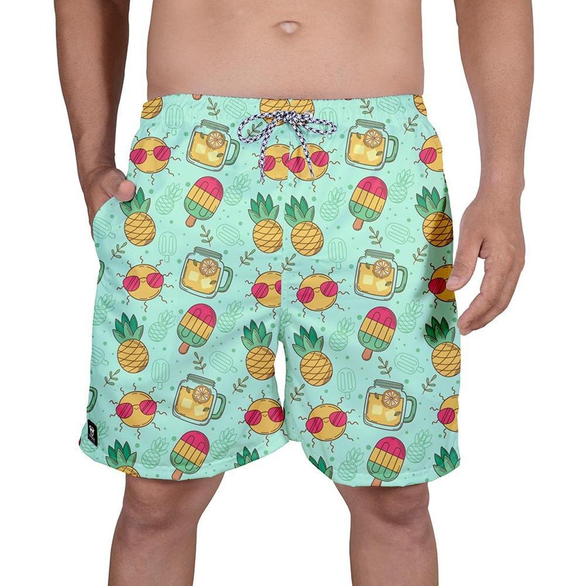 Short Praia Masculino Tactel Estampa Verão Picole Com Cordao - Verde Menor preço em Short Praia Masculino Tactel Estampa Verão Picole Com Cordao - Verde