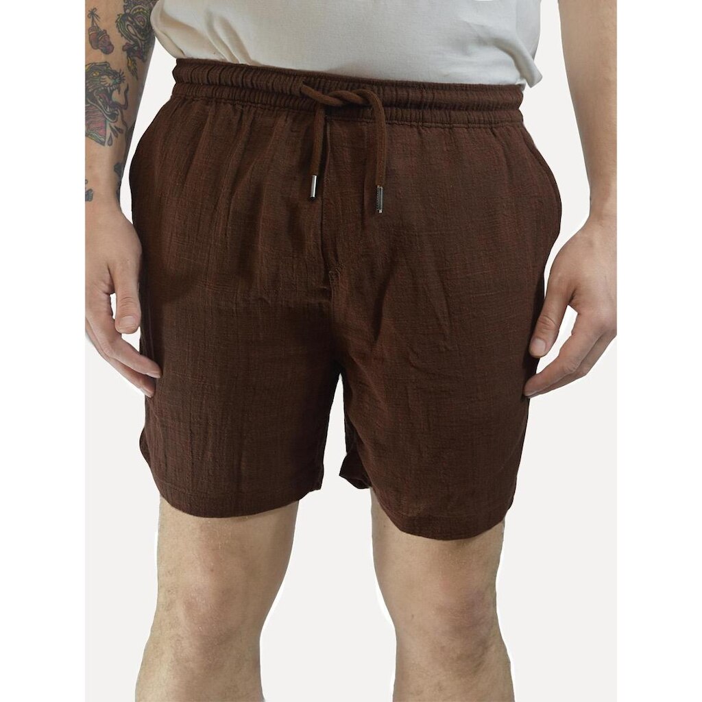 Short Reserva Masculino Casual Linho Rustic Marrom