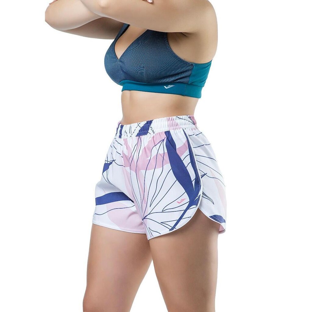 Short Running Microfibra c/ Estampa Digital- Running e Beach - Branco/Azul