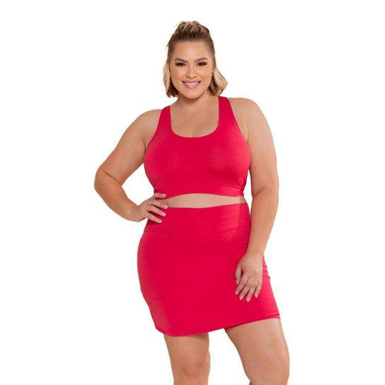 Short Saia Academia Plus Size Feminino Cintura Alta Fitness Zattini