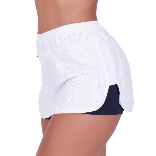 Short Saia Fitness Feminino Corrida Dry Com Short Interno Orbis - Branco, M