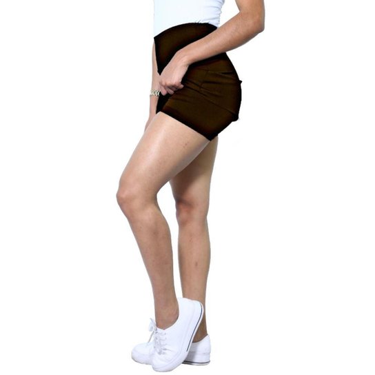 Short-Saia Heide Ribeiro Suplex Basic Tapa Bumbum - Marrom