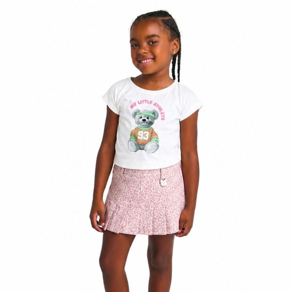 Short Saia Infantil Bichinhos Alphabeto Areia