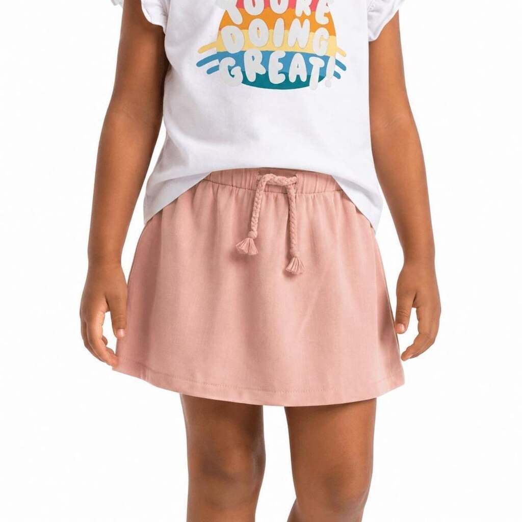 Short Saia Infantil Menina Rainbow Alphabeto Rosa