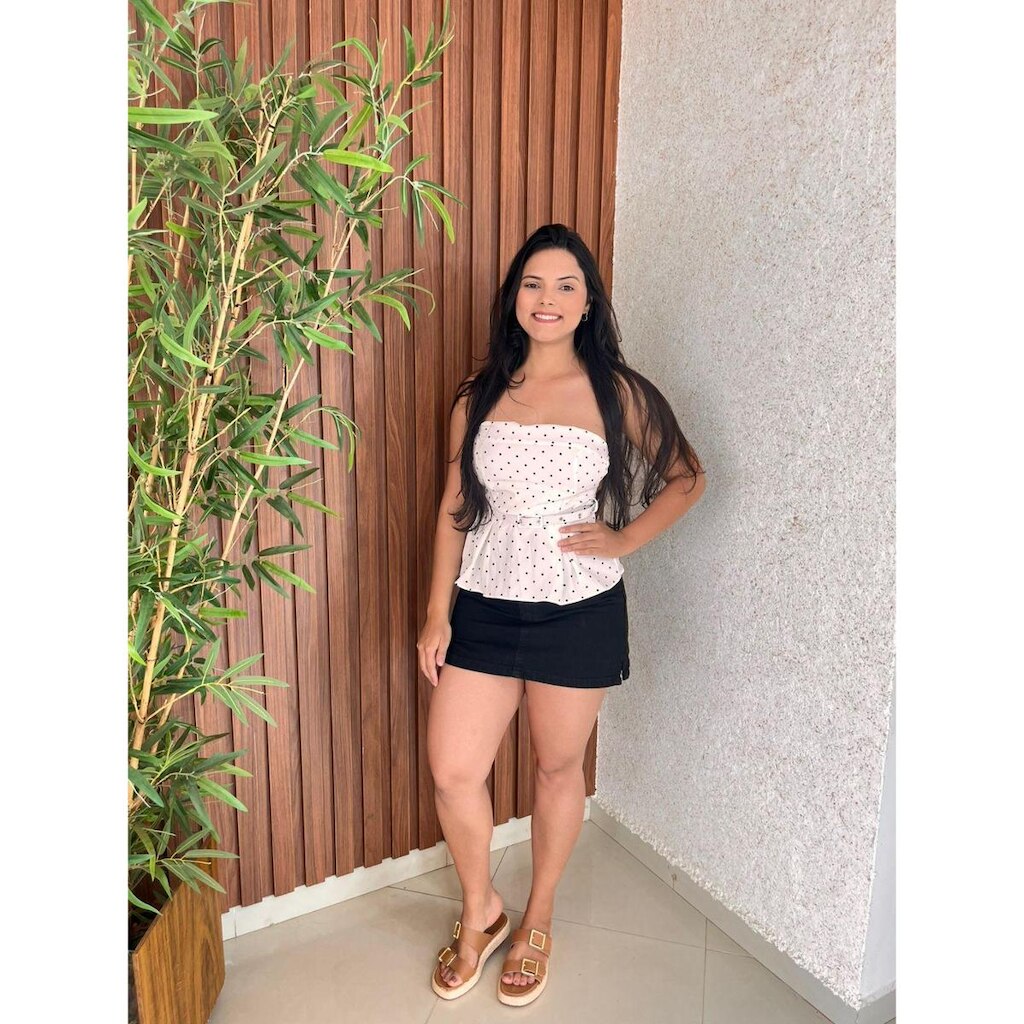 Short Saia Jeans Curto Abertura Na Lateral Crisconf