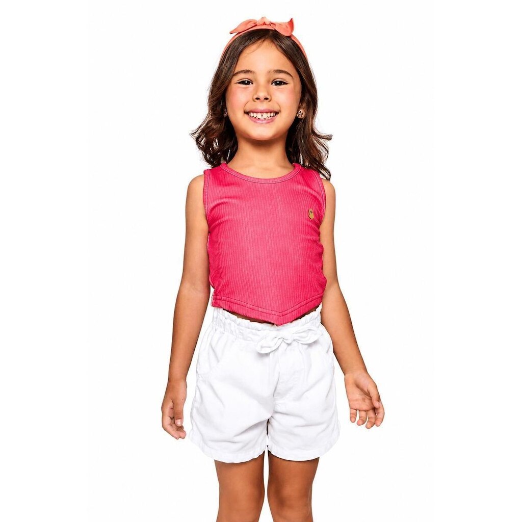 Short Sarja Infantil Menina Básico Alphabeto