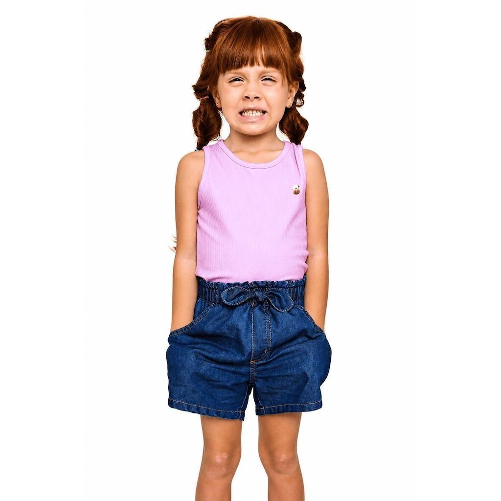 Short Sarja Infantil Menina Básico Alphabeto