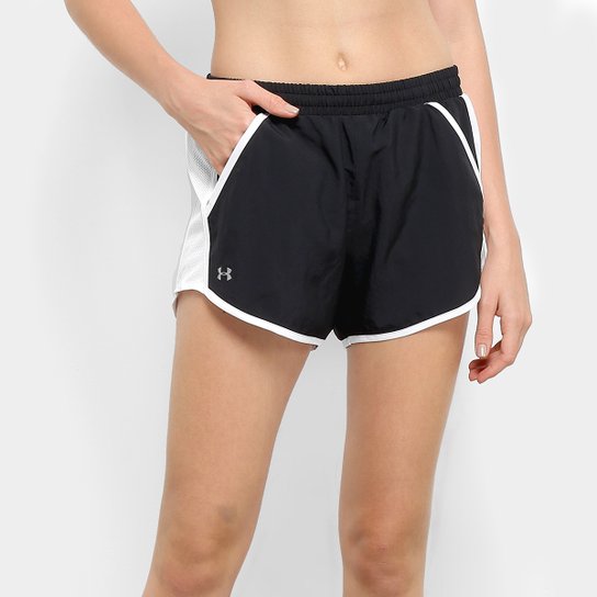 Short Under Armour Fly By Feminino - Preto+Branco