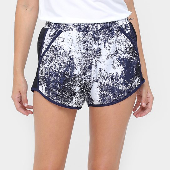 Short Under Armour Fly By Printed Feminino - Preto+Azul