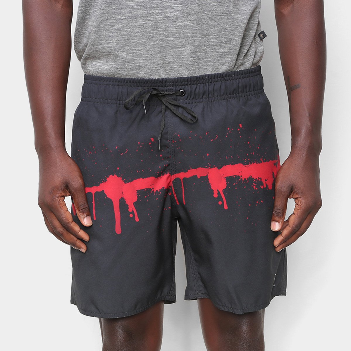 Short Ventury City Blood Masculino - Preto+Vermelho Menor preço em Short Ventury City Blood Masculino - Preto+Vermelho
