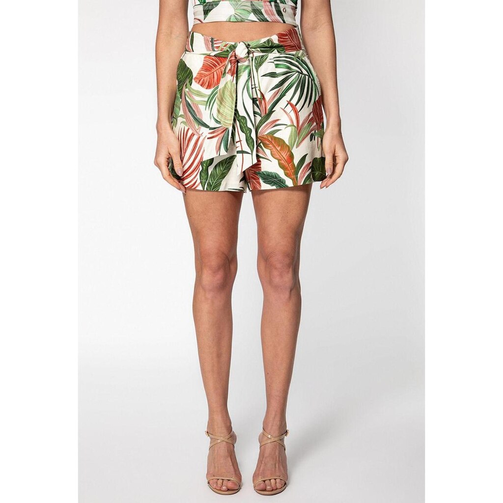 Short Viscolinho Eco Estampa Choco Jungle Bege