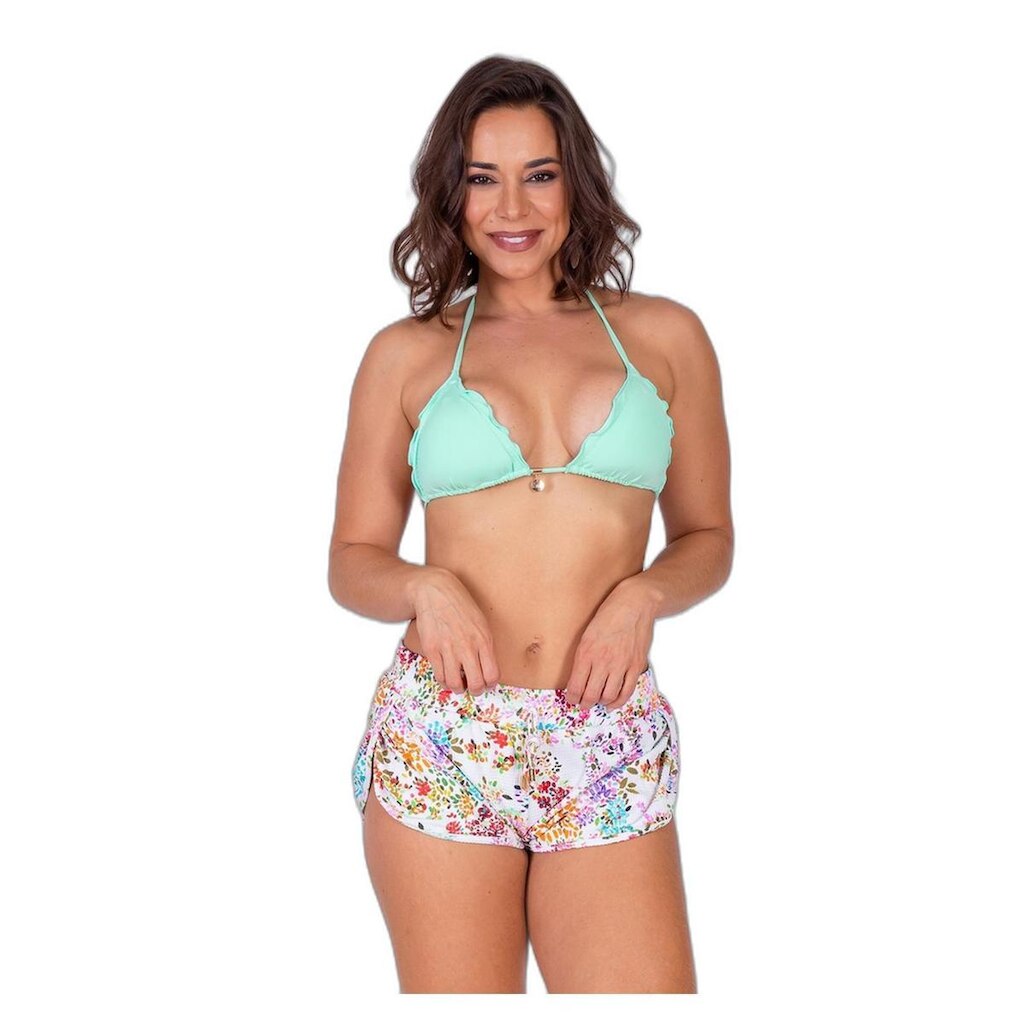 Shorts Areia Branca Bio Itacaré Estampado Floral Branco