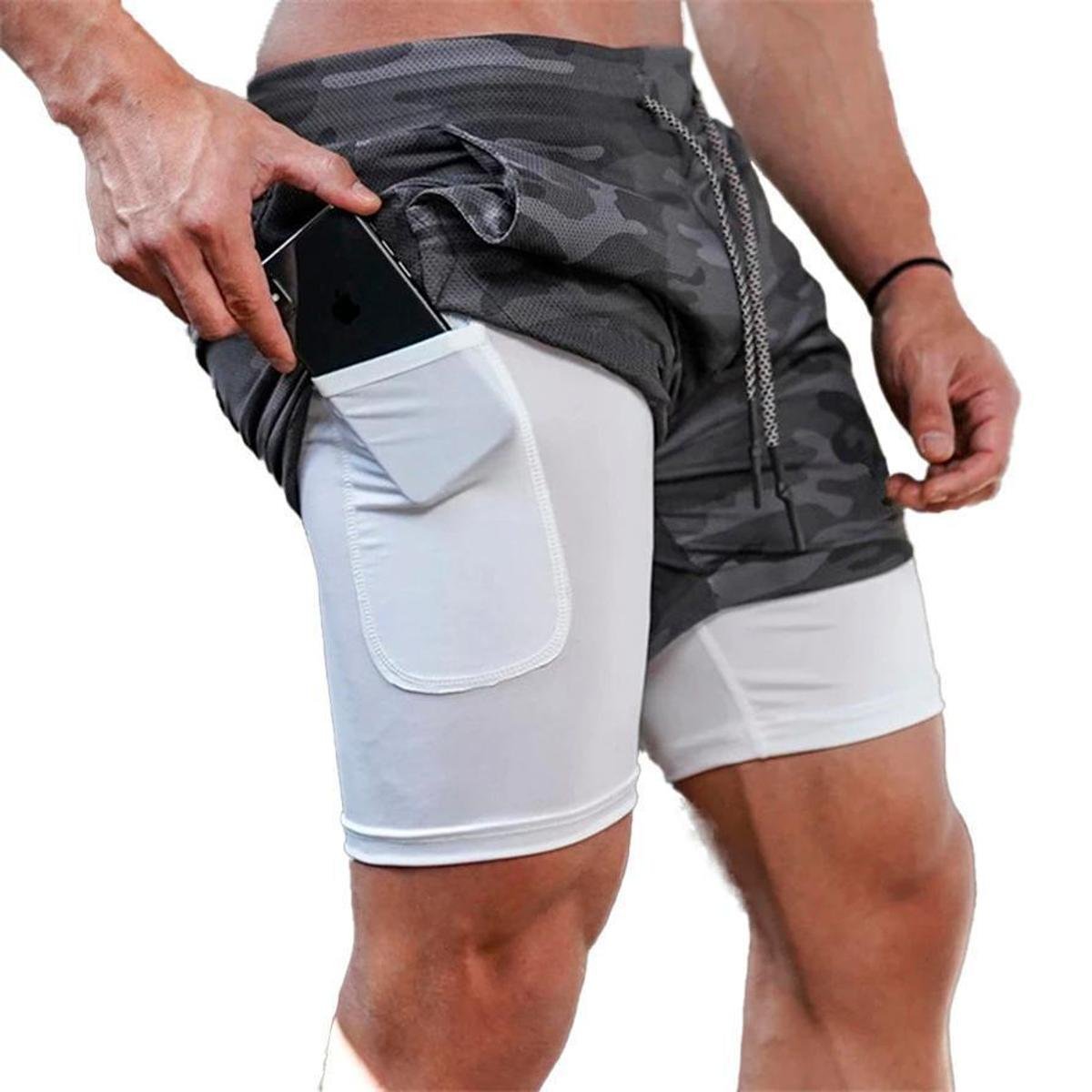 Shorts Corrida Masculino Bolso Zíper Bermuda Compressão Menor preço em Shorts Corrida Masculino Bolso Zíper Bermuda Compressão