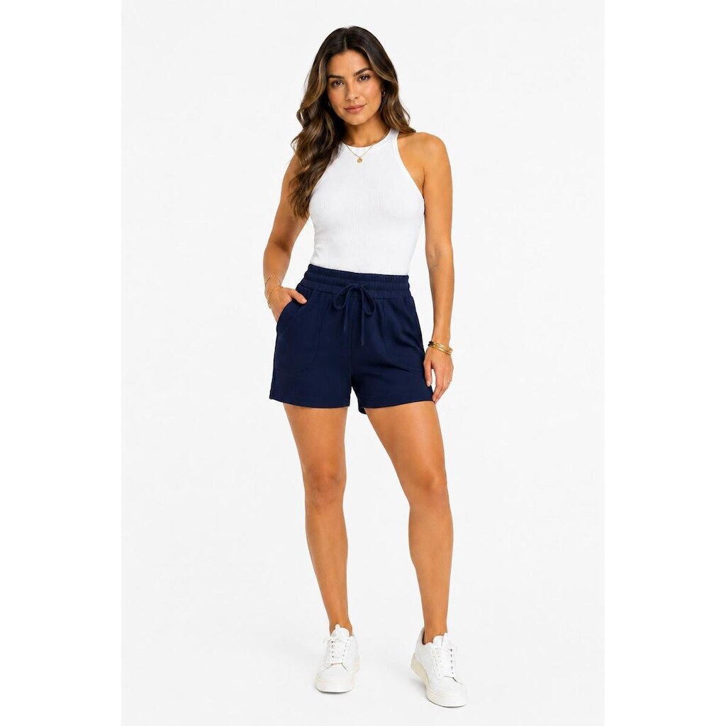 Shorts D Bell Outlet Fashion Casual Moletinho Azul Marinho