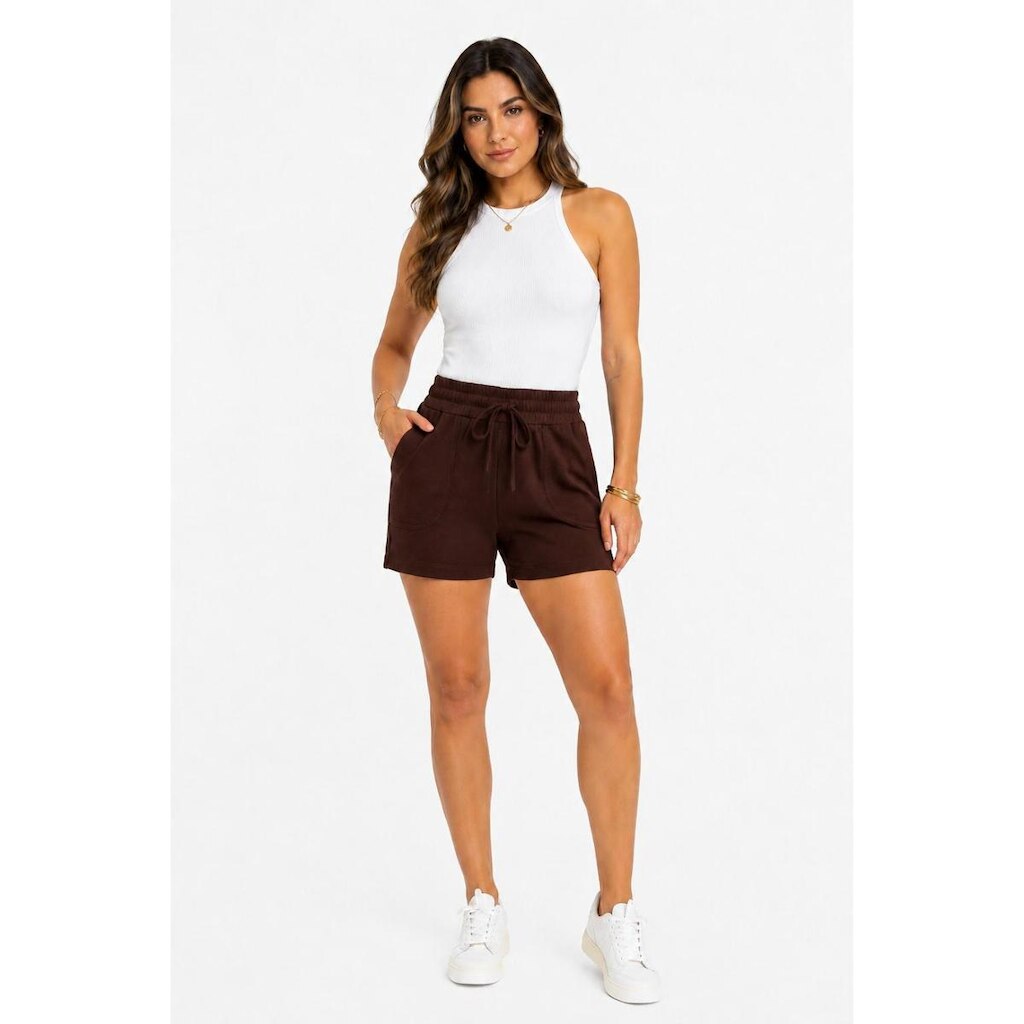 Shorts D Bell Outlet Fashion Casual Moletinho Chocolate
