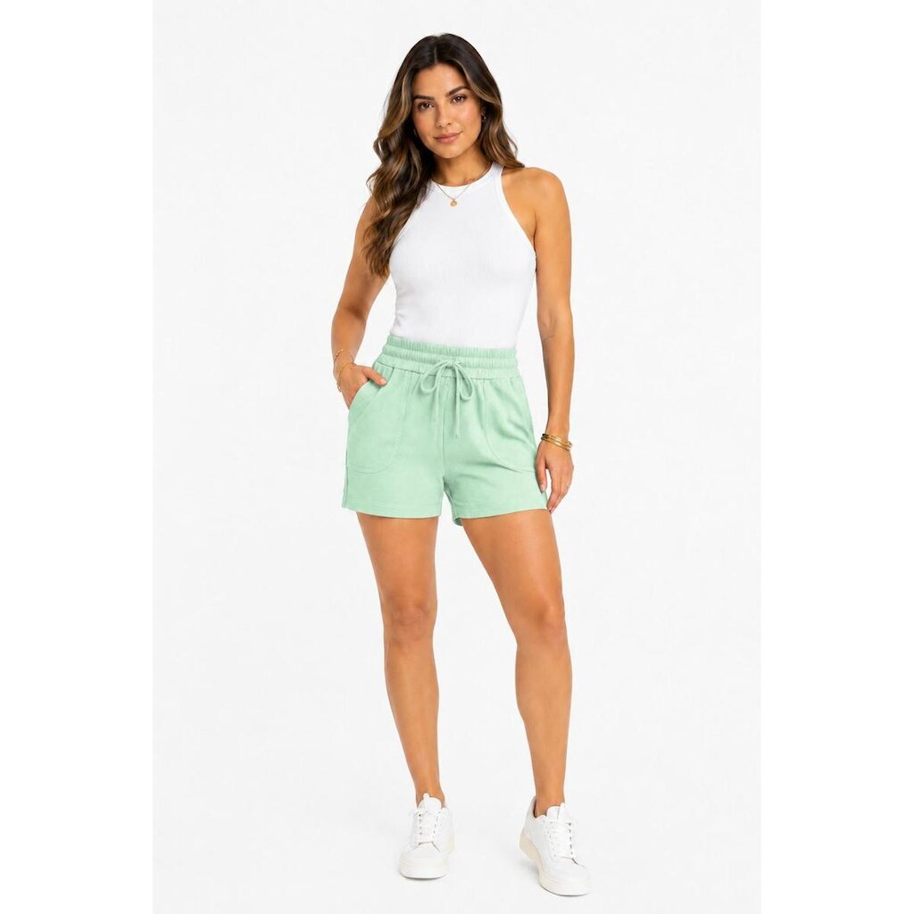 Shorts D Bell Outlet Fashion Casual Moletinho Verde Menta