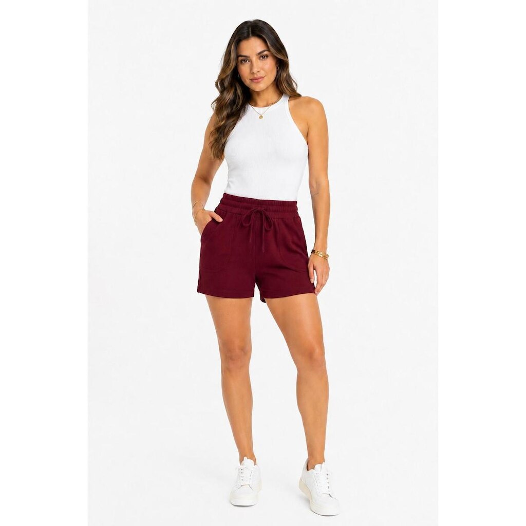 Shorts D Bell Outlet Fashion Casual Moletinho Vinho