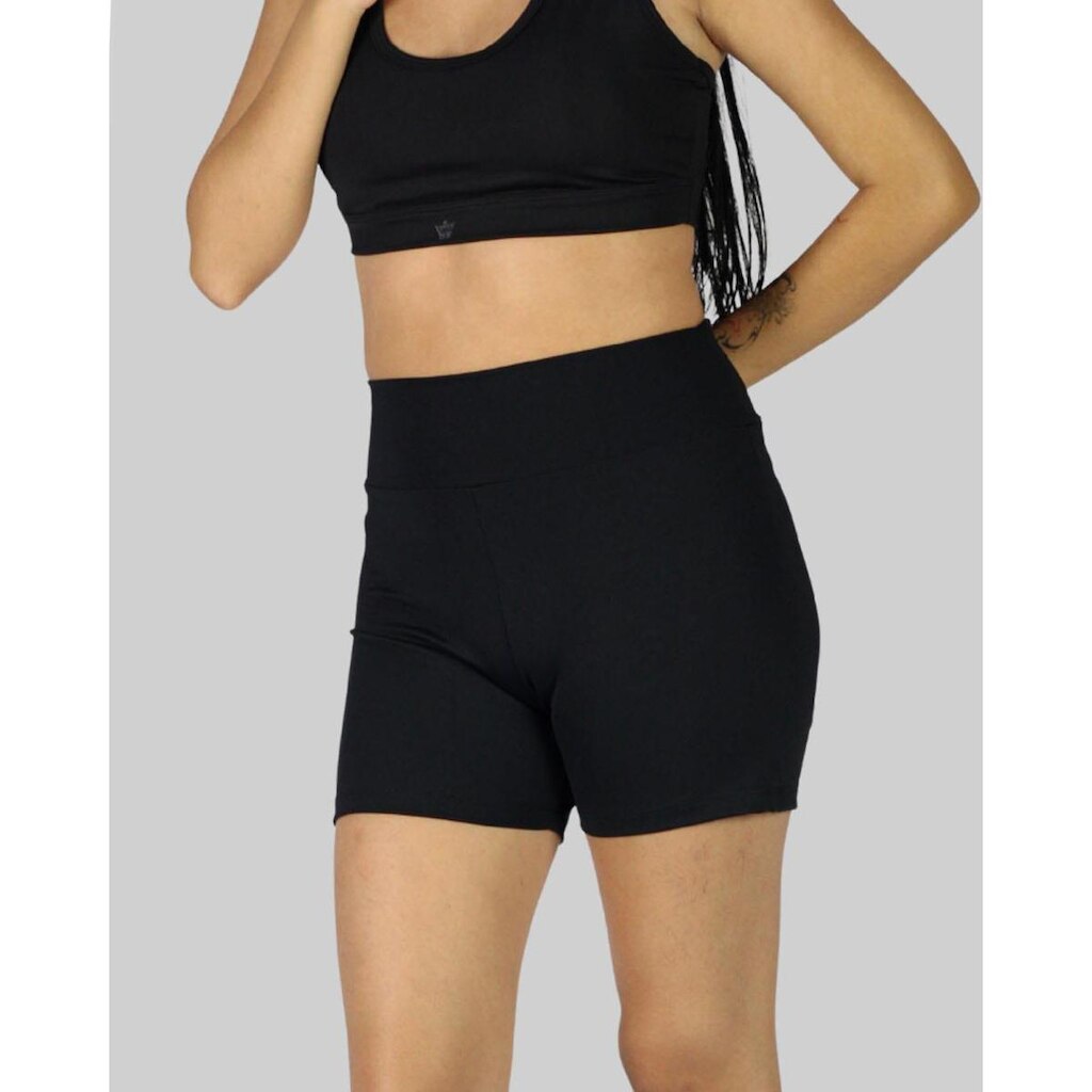Shorts DR7 Street Feminino Basic Logo Crown - Preto