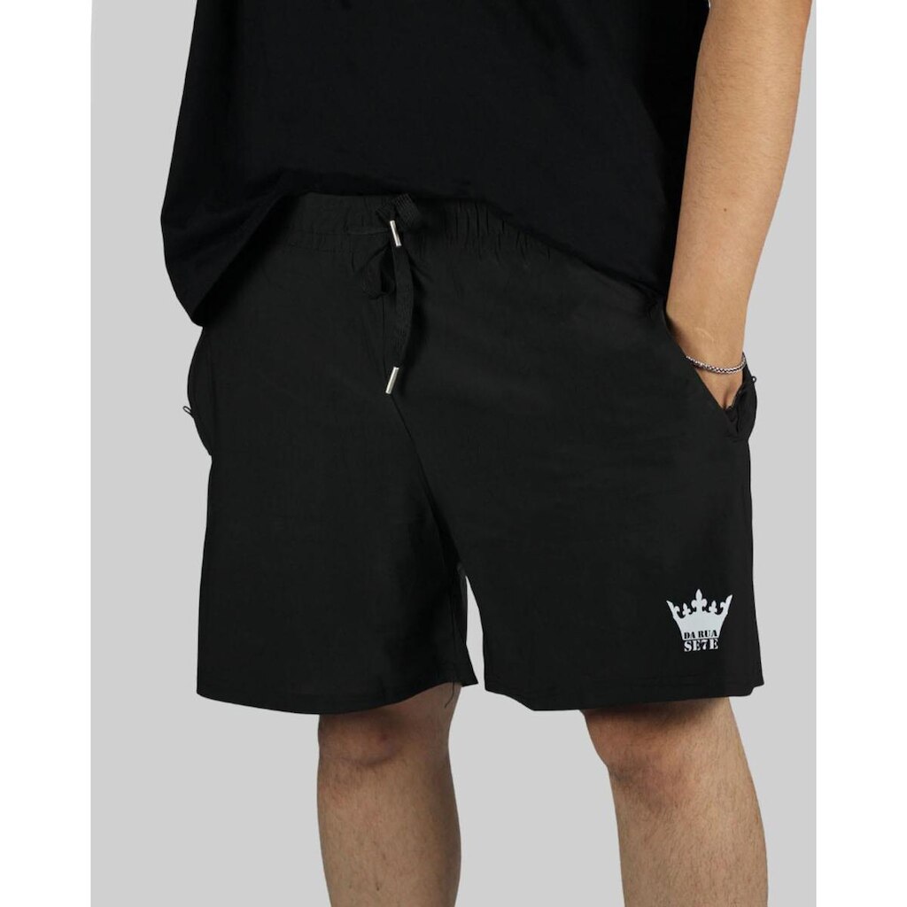Shorts DR7 Street Sport Crown Logo - Preto