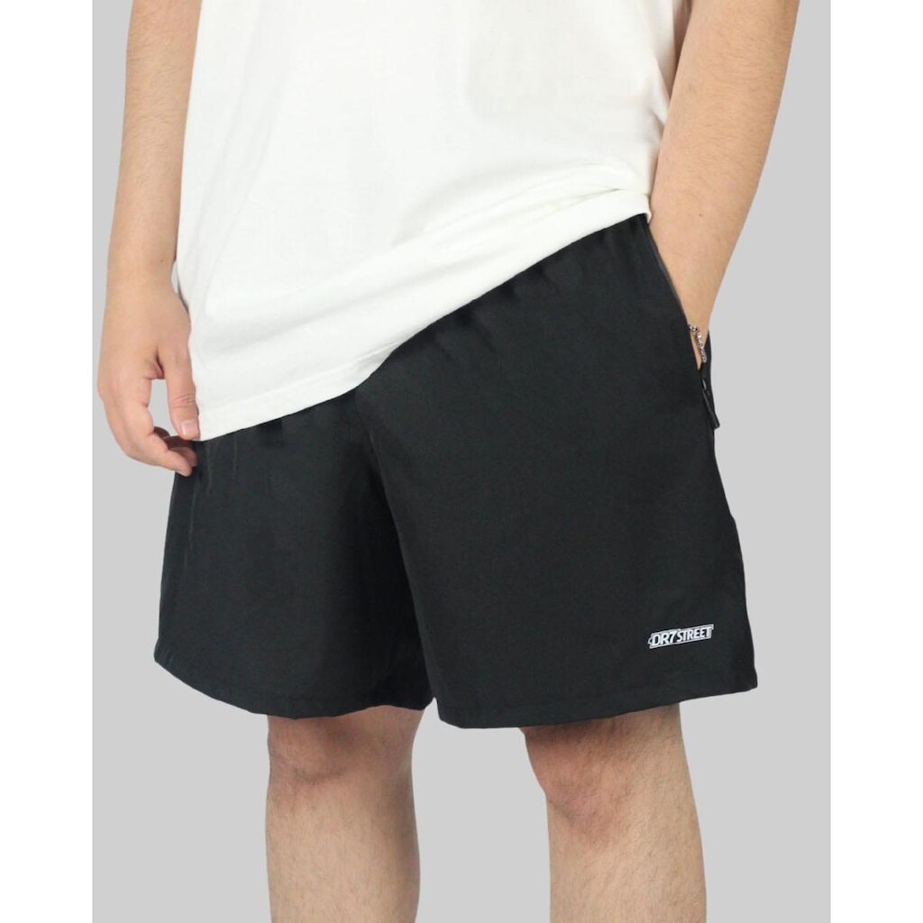 Shorts DR7 Street Tactel Logo Letter - Preto