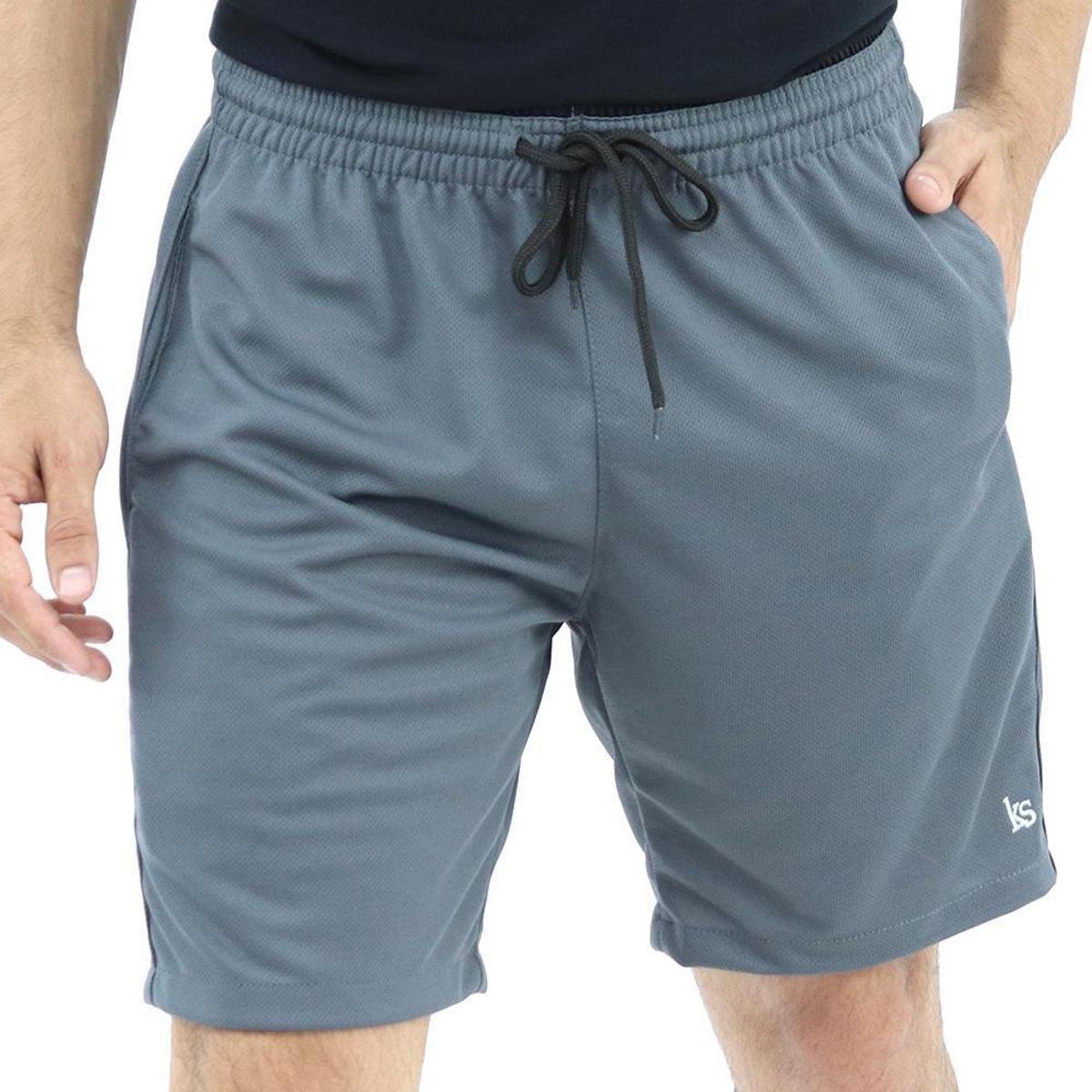 Shorts  Dry Fit Fitness Com Bolso Elástico Liso Masculina - Cinza é boa?