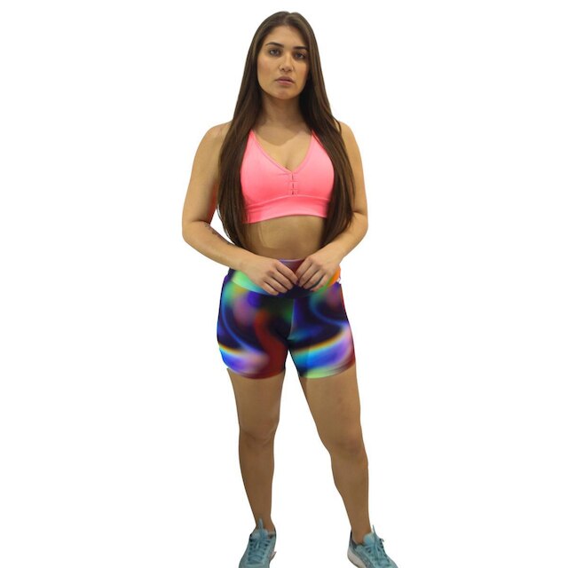 Shorts Estampado DA Modas Tecido de Poliamida com Proteção UV