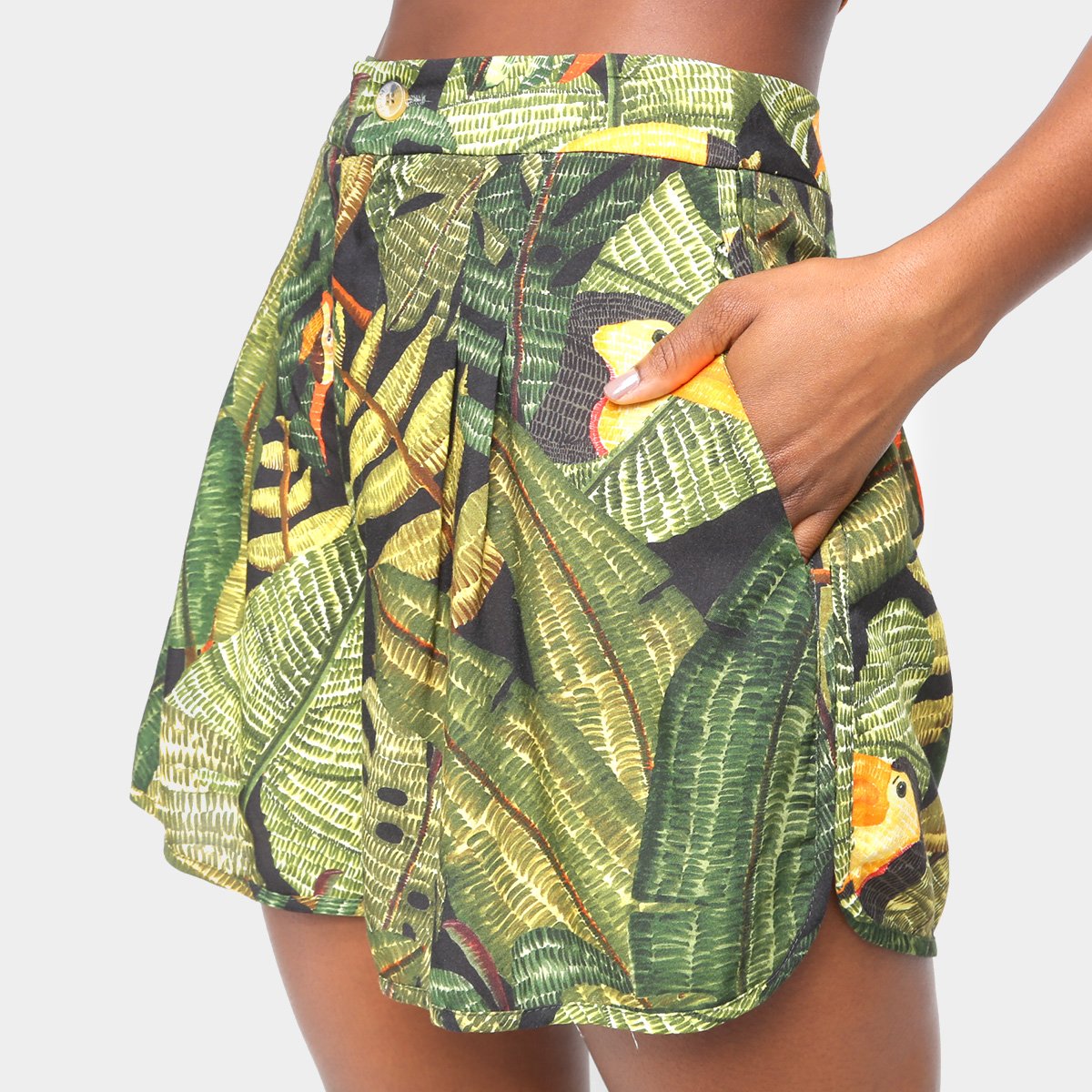Shorts Farm Folhagem Paraíso Feminino - Estampado Menor preço em Shorts Farm Folhagem Paraíso Feminino - Estampado