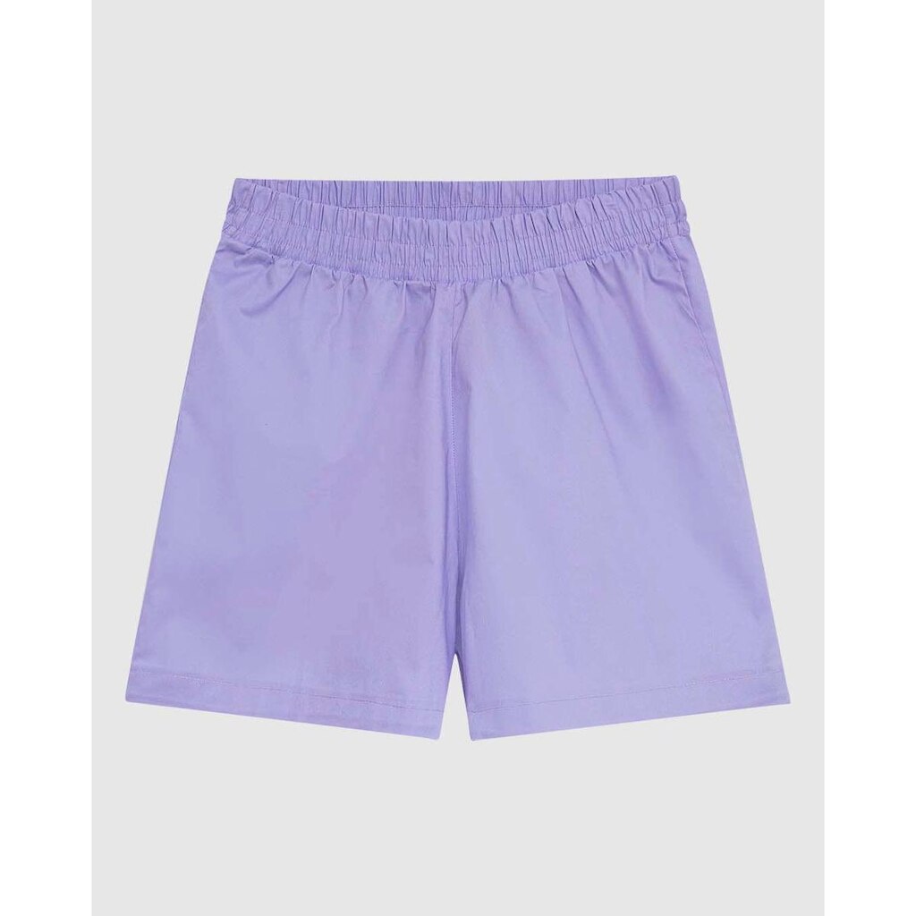 Shorts Feminino Cintura Alta Cós Elástico Em Tricoline