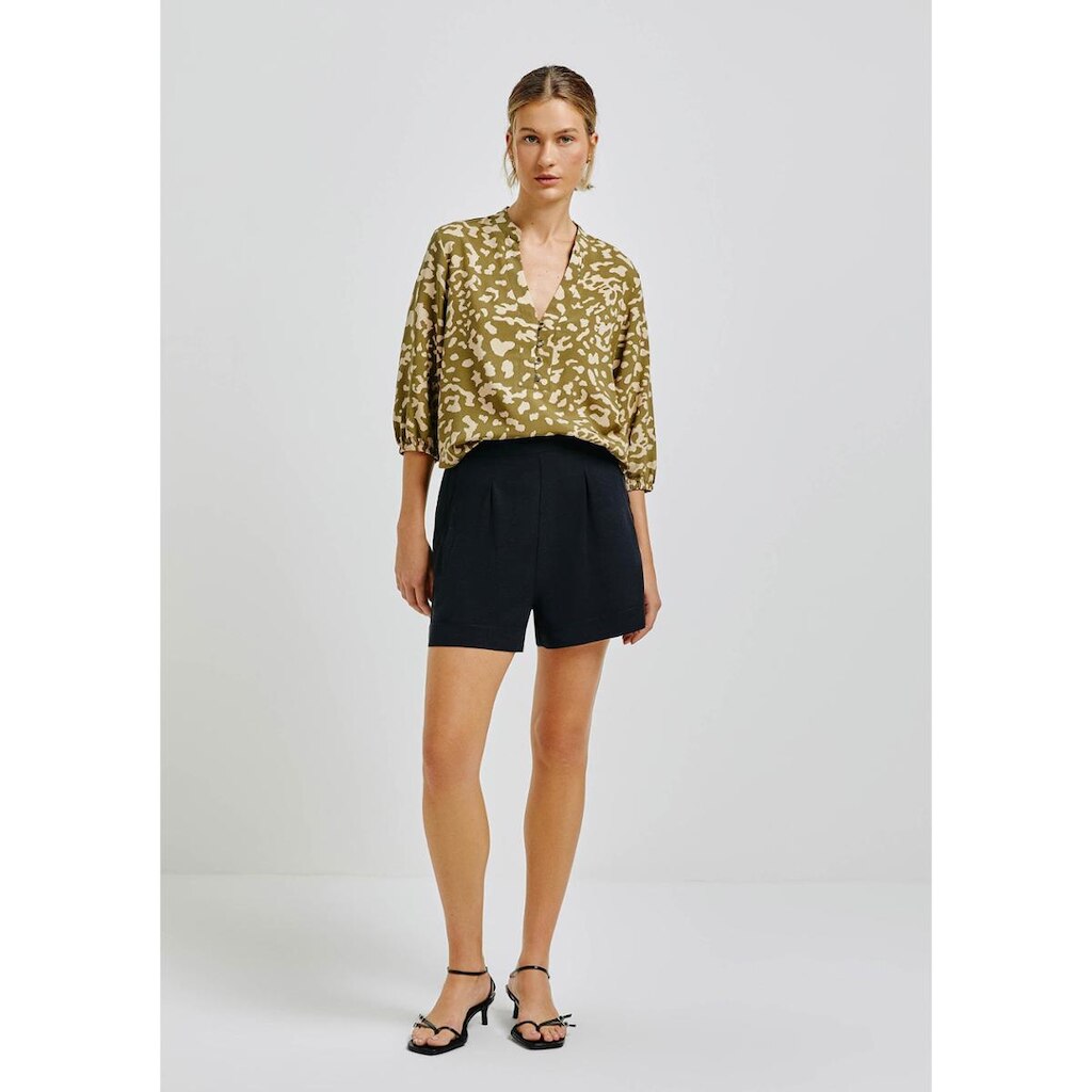 Shorts Feminino Cintura Alta Em Viscolinho - Caqui XG