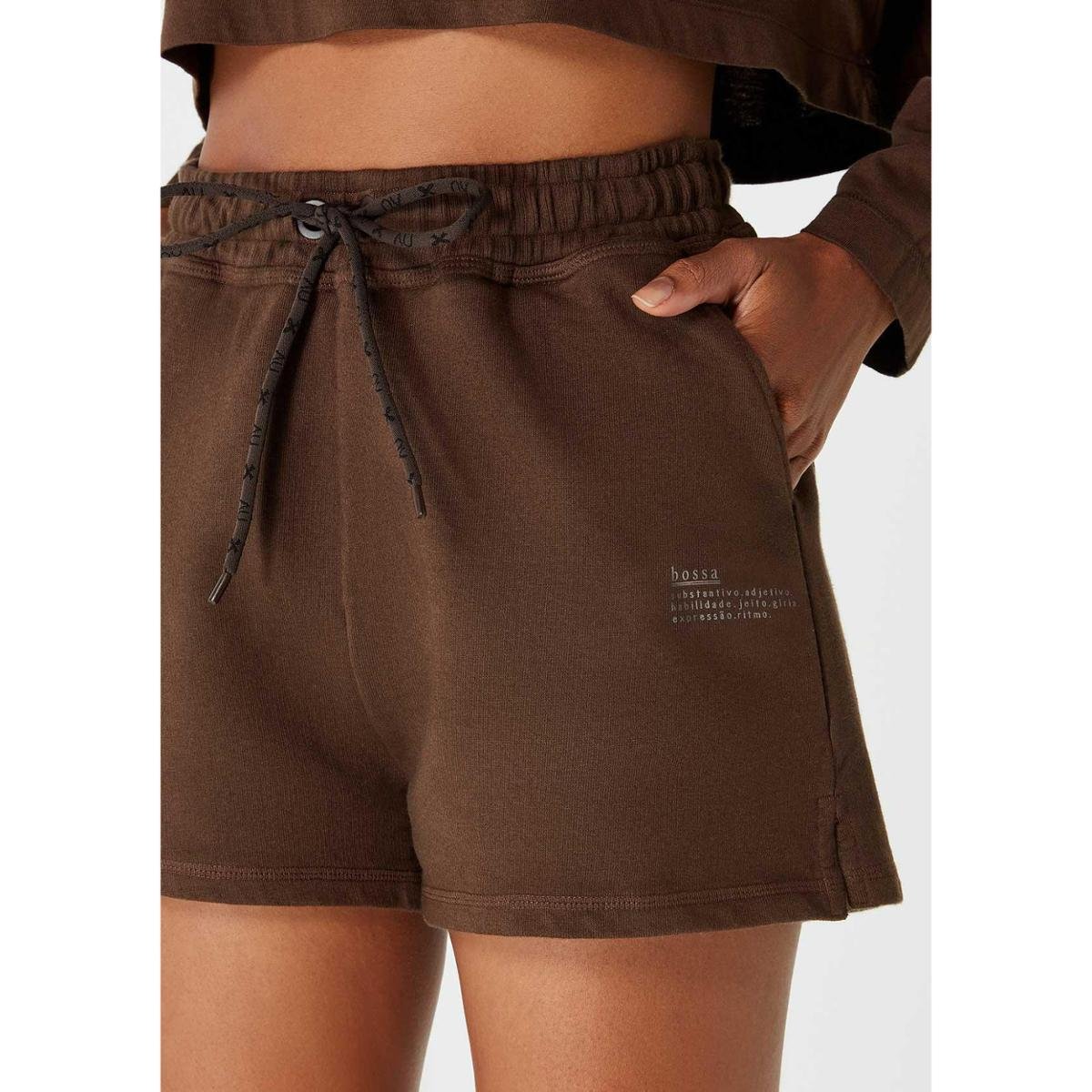 Shorts Feminino Em Moletom Hering Nv Marrom P Zattini