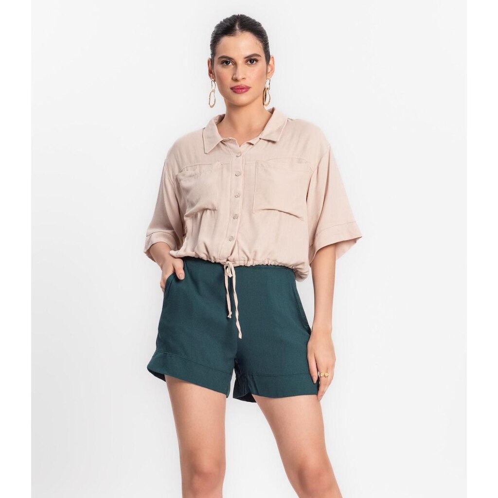 Shorts Feminino Em Viscose Creponada Endless Verde