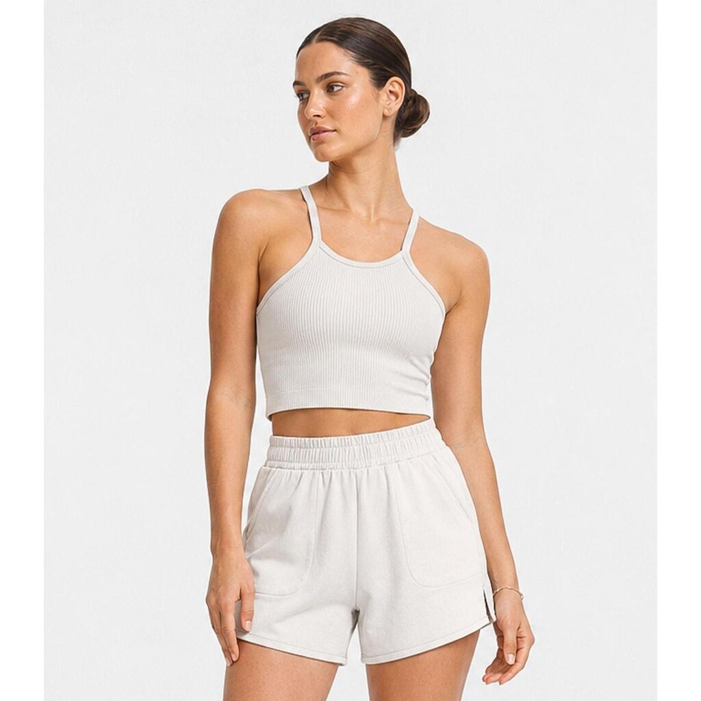 Shorts Feminino Fitness Em Poliamida After Body Bege