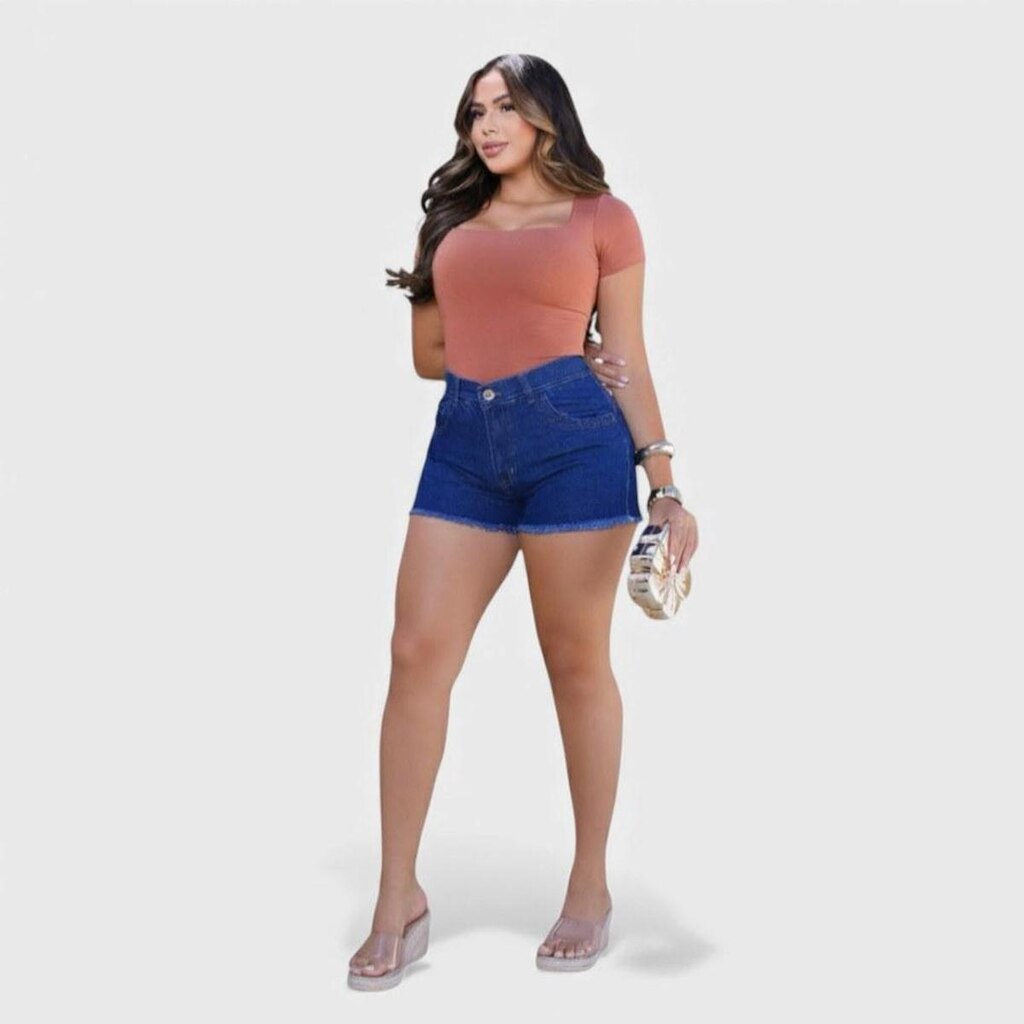 Shorts Feminino Jeans Escuro Human Body