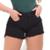 Shorts Feminino Jeans Sarja Curto Cintura Alta - Preto