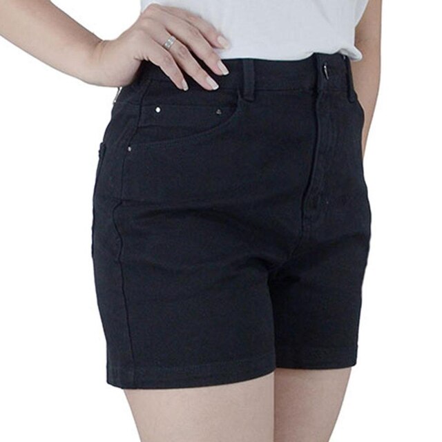 Shorts Feminino Lado Avesso Mom Jeans Preto - L12906