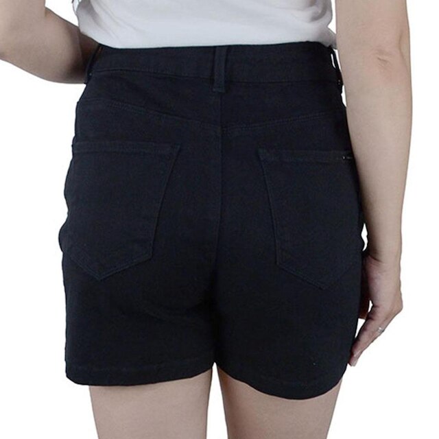 Shorts Feminino Lado Avesso Mom Jeans Preto - L12906