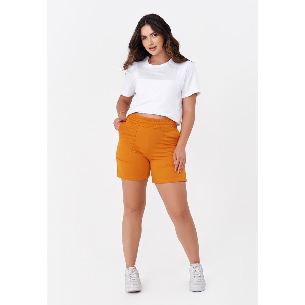 Shorts feminino moletinho com bolso super tendencia confortavel moda gringa verão