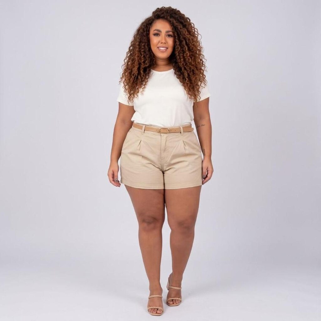 Shorts Feminino Plus Size Alfaiataria Kult